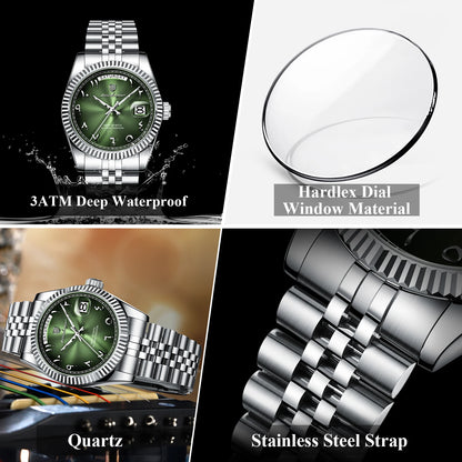 POEDAGAR Top Trendy Man Clock Stainless Steel Waterproof Business Men Watch Date Week Quartz Creative Men's Watches Reloj Hombre