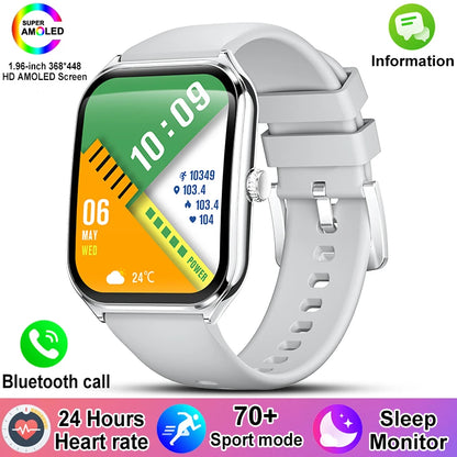 New For OPPO Ultra Thin Smart Watch Men Woman 1.96" HD AMOLED 70+Sports Mode Health Monitor Bluetooth Call Waterproof Smartwatch