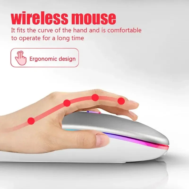 Wireless RGB Rechargeable Bluetooth Gaming Mouse – Ergonomic 3600DPI - Urbizia