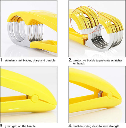 Banana Slicer,ABS + 304 Stainless Steel Fruit Salad Peeler Cutter Kitchen Tools For banana, hotdog, strawberry,cucumber