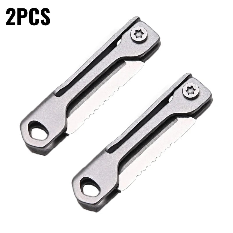 Stainless Steel Mini Folding Knife High Hardness Steel Sharp Knife With Keychain Pendant Disassembly Express Open Box EDC Tool