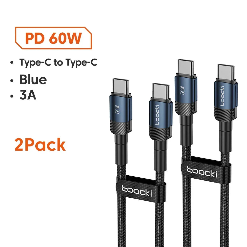 Toocki 100W Type C to USB C Cable PD 3.0 Quick Charge 4.0 Fast Charging Type C to Type C for iPhone 15 Macbook Samsung Xiaomi - Urbizia
