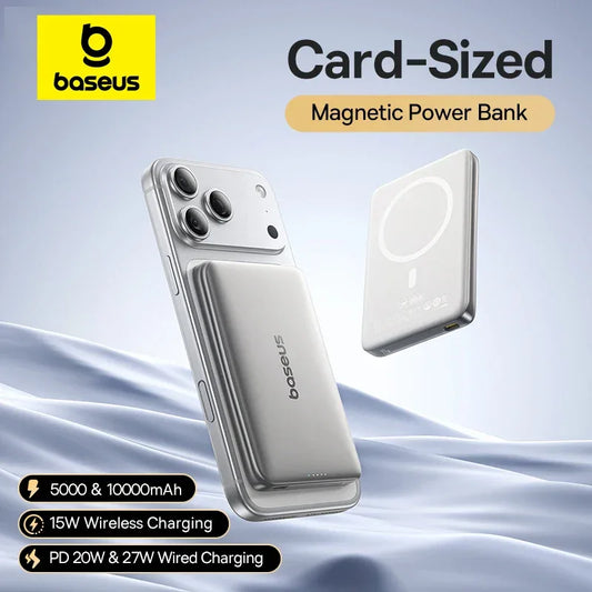 2-in-1 Magnetic Power Bank 10000mAh 27W Slim Card Design