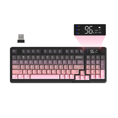 ZIYOU LANG M96 Wireless Gaming Keyboard with Display Screen & Knob, Bluetooth/2.4GHz Quiet Membrane Keyboard, 3000mAh Rechargeable