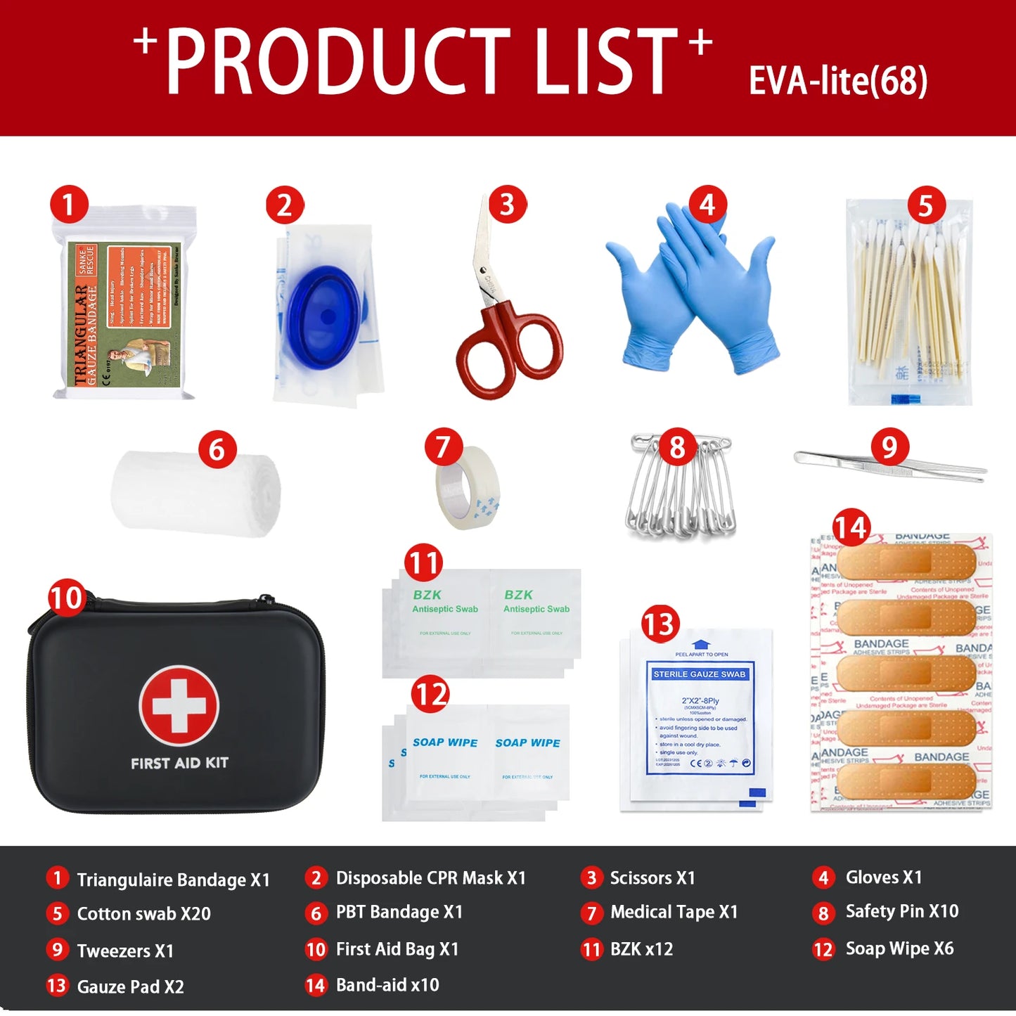 68-103 Portable Emergency Medical First Aid Bag Kit For Household Outdoor Travel Camping Equipment Medicine Survival