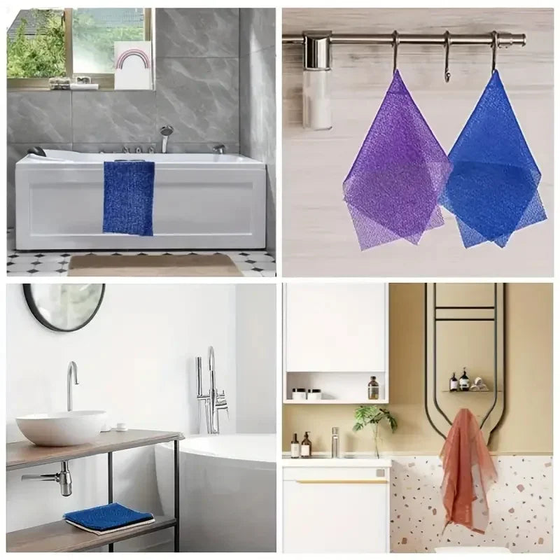 African Exfoliating Sponges Towel Mesh Bath Scrub Washcloth Double Side Wash Bath Loofah for Smooth Skin Back Shower Scrubb