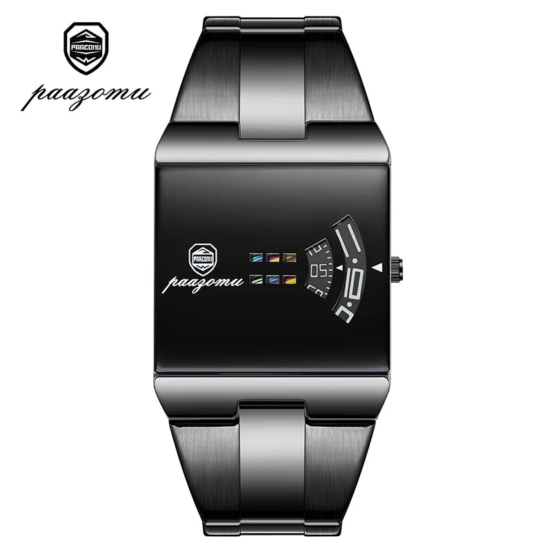 PAAZOMU Luxury Business Man Watches Waterproof Fashion Rectangle Stainless Steel Quartz Sports Male Clock Best Gift Choice Reloj
