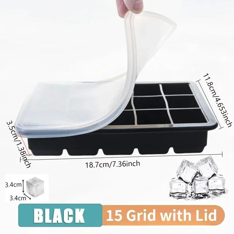 15 Grid Silicone Ice Cube Tray Large Freezer Mold