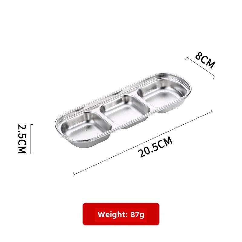 Outdoor Camping Stainless Steel Sauce Plate, Divided Sauce Dip Bowl,1/2/3 Ketchup Sauce Bowl, Picnic Barbecue Sauce Tray