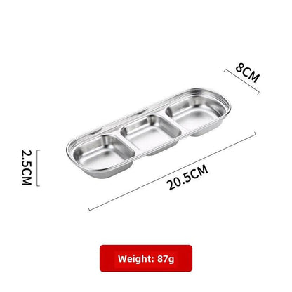 Outdoor Camping Stainless Steel Sauce Plate, Divided Sauce Dip Bowl,1/2/3 Ketchup Sauce Bowl, Picnic Barbecue Sauce Tray