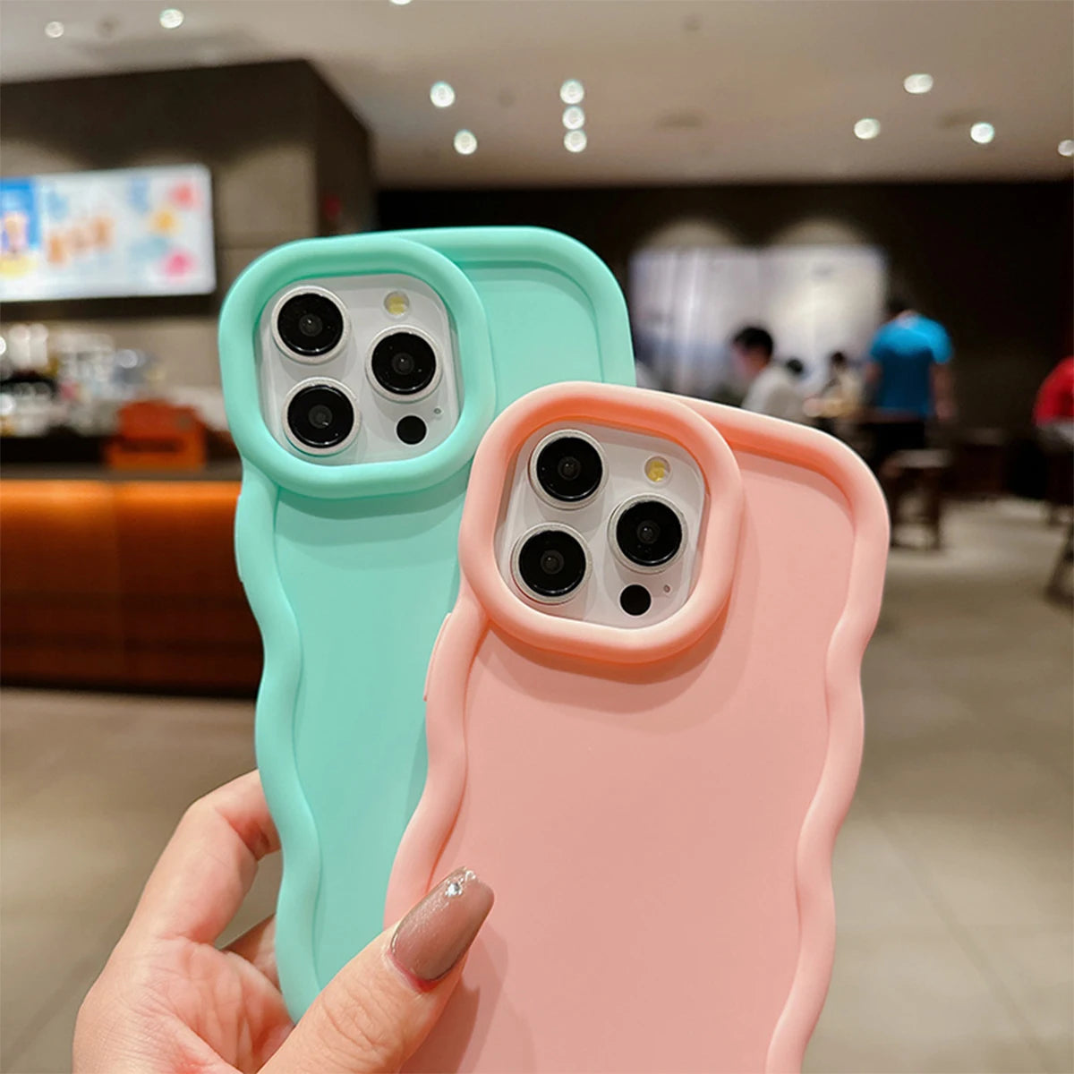 6 Pcs Wavy Edge Solid Color Soft Touch Shockproof Phone Cases, Minimalist Stylish Protective Covers Compatible with iPhone 12,13,14,15,16,17,18 Pro Max/Plus/Air