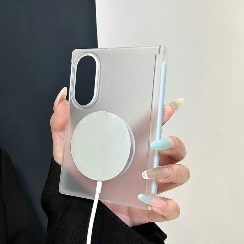 Luxury Hinge Protect Matte Frosted Semi-Transparent for Magsafe Case For Samsung Z Fold 8 Ultra Fold8 Wide Galaxy Z Fold 6 7