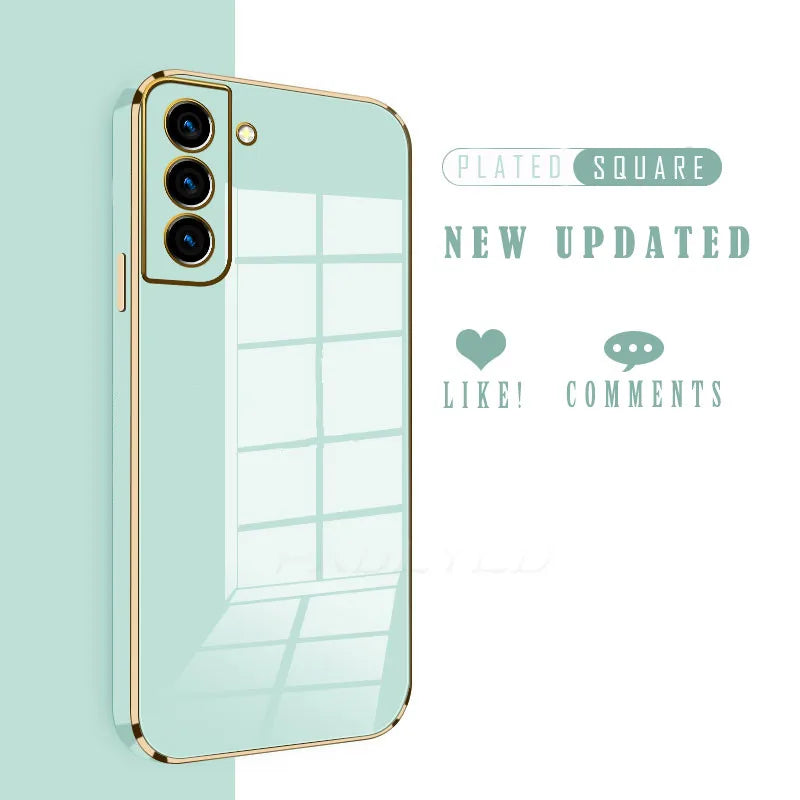 Luxury Bling Glossy Plated Full Cover Phone Case for Samsung Galaxy S26 S25 S24 S23 FE S22 Plus Ultra Soft Back Cover
