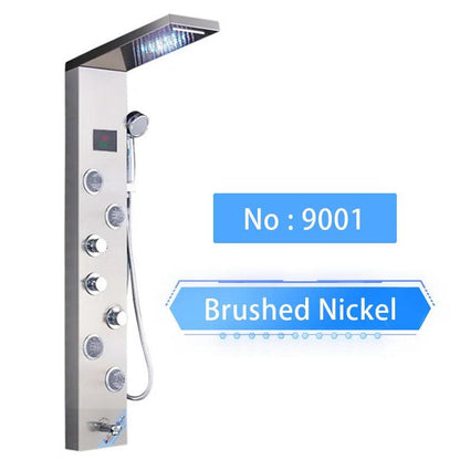 Luxury LED Shower Panel SPA Massage Jet Shower Faucet Bathroom Waterfall Rain Shower Column System Faucet Bathoom