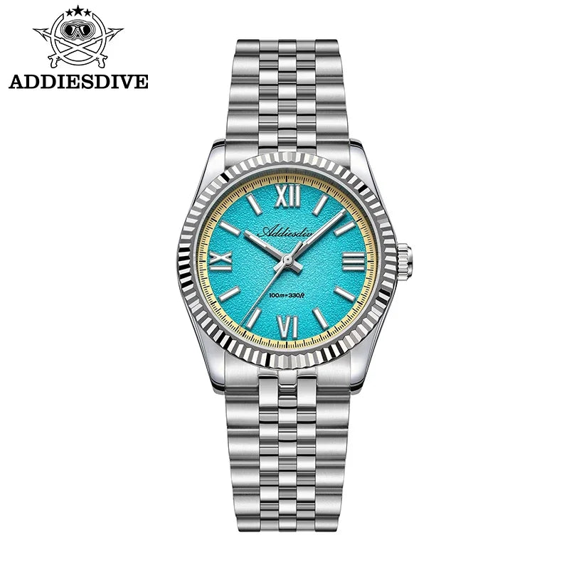 ADDIESDIVE Stainless Steel Quartz Watches For Men AD2535 reloj hombre Colorful Dial Watch Super Luminous Simple Wristwatches