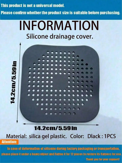 Silicone Hair Catcher with Suction Cup – Square Shower & Sink Drain Cover