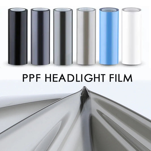 Car Headlight & Taillight Smoke Wrap Film – Black TPH PU PPF Protective Sheet