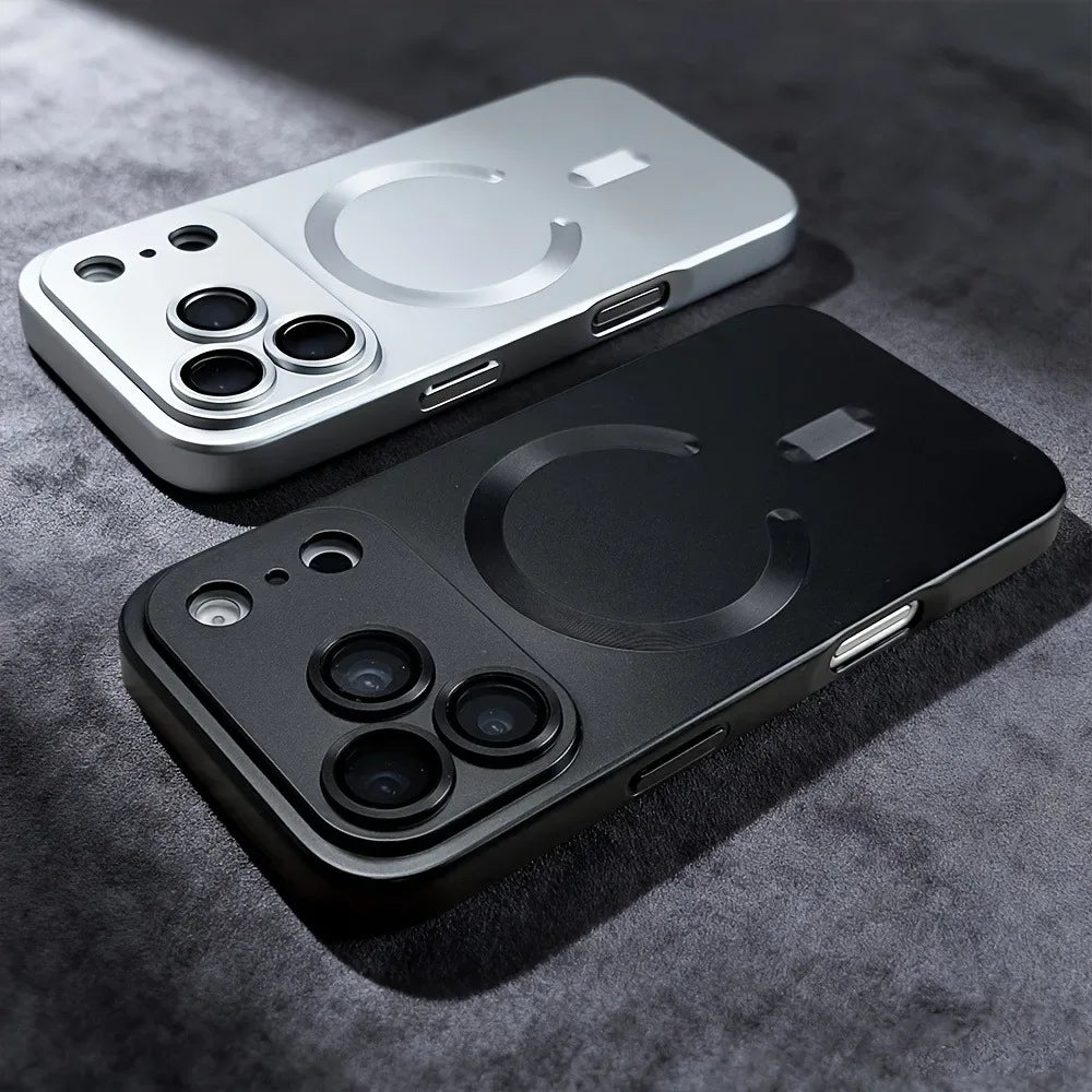 Luxury Metallic Paint Magnetic Phone Case For iPhone 17 16 15 14 Pro Max 16 15 Plus 17 Air For Magsafe Wireless Charging Cover