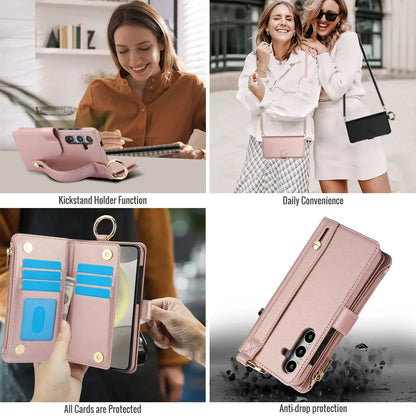 for Samsung Galaxy A55/A15/A54/A14/A73/A53/A13/A72/A52 Wallet case with Zipper Credit Card Holder RFID Blocking,Flip Folio Cover