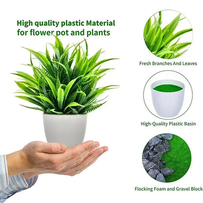 1PC Artificial Plant with Plastic Pot for Home Office Desk Living Room Bedroom Decor Fake Greenery No Maintenance Required - Urbizia