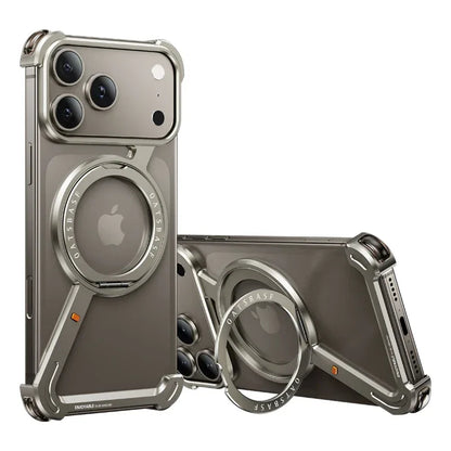 Eary Metal Magnetic Phone Case for iPhone 17 Pro Max/17 Pro/17 Air for Magsafe 360°Stand Frameless Shockproof Protector Cover