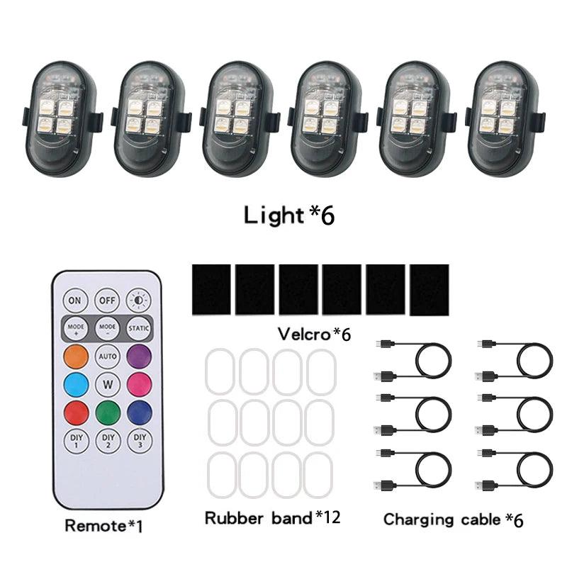 RGB Led Car Strobe Lights Motorcycle LED Flash Position Wireless Light Aircraft Airplane Helicopter Warning Lights Accessories