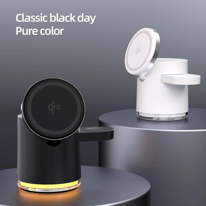 3-in-1 Wireless Charger Qi2 Fast Charging Station Foldable Holder for iPhone 17 16 15 Pro Max Airpods Apple Watch Desktop Stand