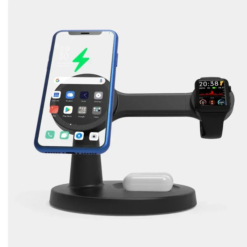 3 In 1 Magnetic Wireless Charger Stand For Magsafe iPhone 16 15 14 13 Pro Max Apple Watch 9 8 AirPods Pro Fast Charging Station - Urbizia