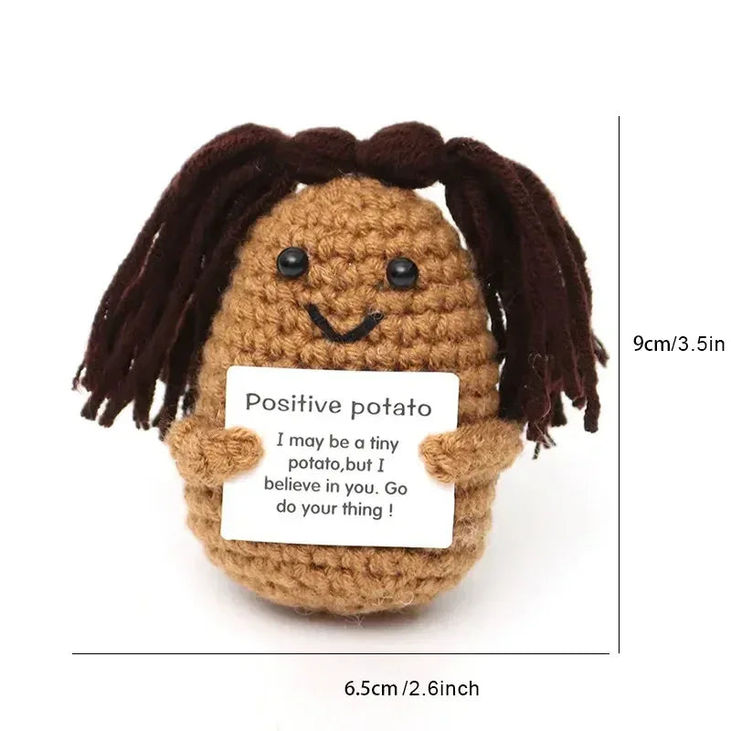 Positive Energy Crochet Doll Pocket Hug Handmade Knitted Plush Potato Plant Avocado Bee Turtle Duck Funny Emotional Support Gift - Urbizia