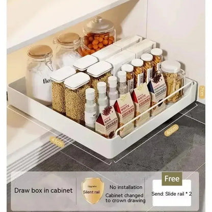 Pull-Out Metal Cabinet Storage Drawer Organizer Rack
