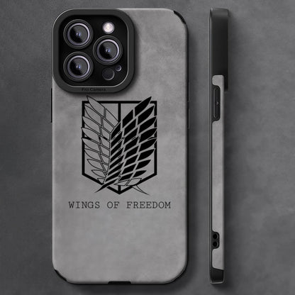 Luxury Leather Lambskin Shockproof Phone Case for IPhone 17 16 Pro Max Air 15 14 13 Max Attack on Titan