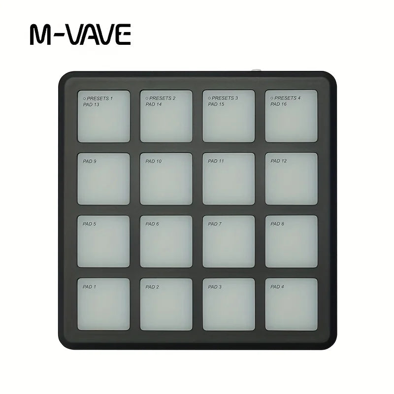 M-VAVE 16-Key RGB Backlit MIDI Pad—Portable Music Production Controller Available in Black and White—Music Production, Electronic Drum Triggering, and DJ Equipment