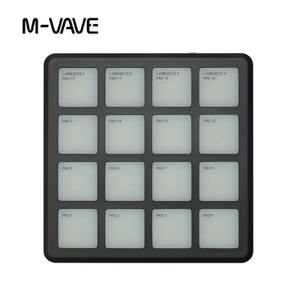 M-VAVE 16-Key RGB Backlit MIDI Pad—Portable Music Production Controller Available in Black and White—Music Production, Electronic Drum Triggering, and DJ Equipment