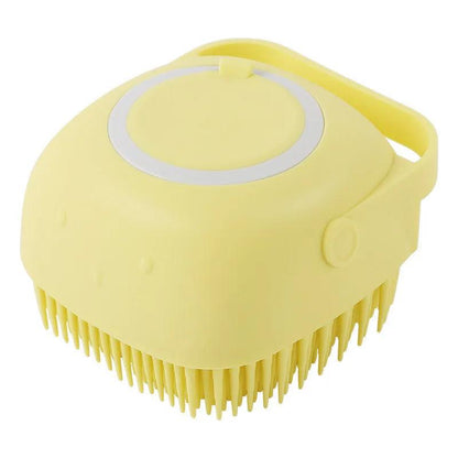 Dog Bathing Brush Pet Massage Brush Shampoo Dispenser Soft Silicone Brush Rubber Bristle for Dogs and Cats Shower Grooming Tool