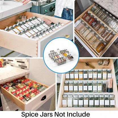 Adjustable Acrylic Spice Drawer Organizer Rack