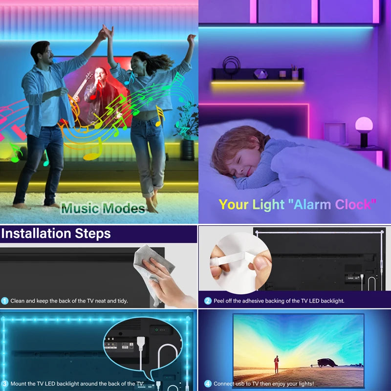 24V RGB LED Strip Lights – 5M/10M/20M/30M/40M Bluetooth APP Music Sync Rope Light for Home & Holiday Decor