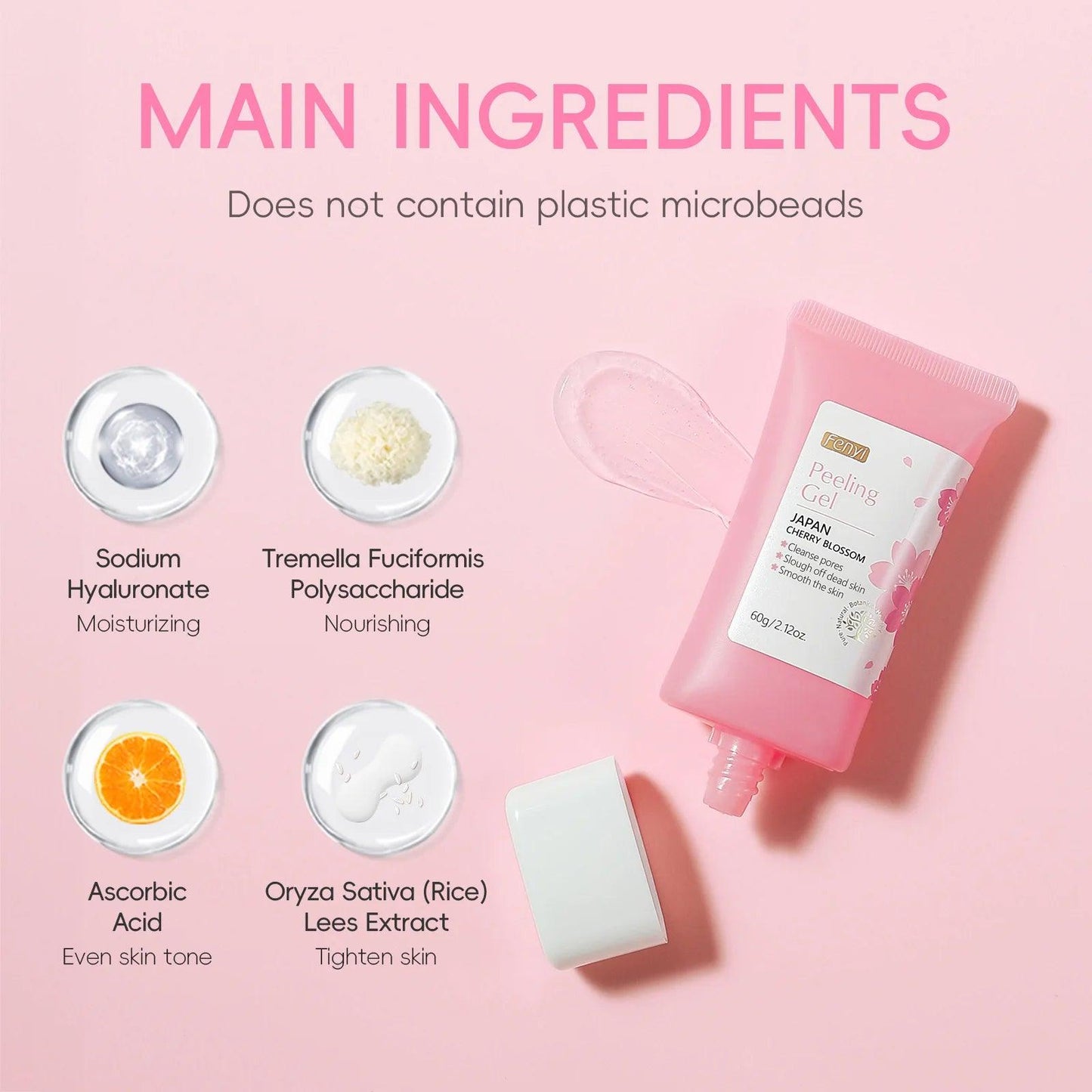 Sakura Exfoliating Gel Face Body Scrub Deep Cleansing Pores Gentle Peel For Blackhead Remove Smooth Brightening Skin 60g