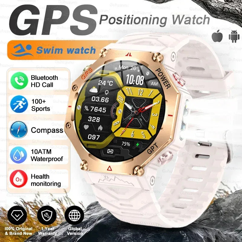 T-Rex 3 Ultra Military Grade GPS Smart Watch 10ATM Waterproof Compass Altimeter Barometric AMOLED Men HD Call Sports Smartwatch - Urbizia