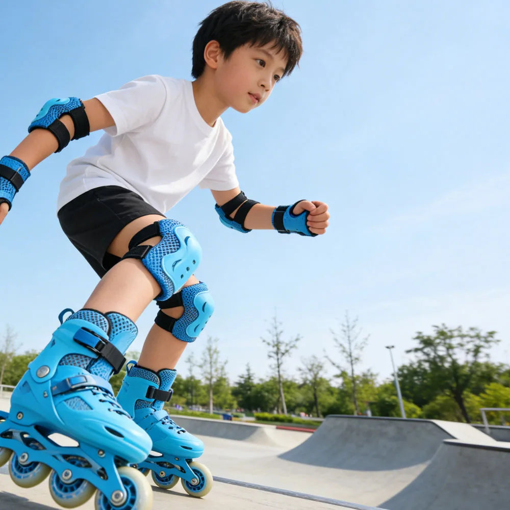 6 in 1 Knee Pads Elbow Pads with Wrist Guards for Ages 3-10, Protective Gear for Skating, Cycling, Biking,Roller Skates,Scooters