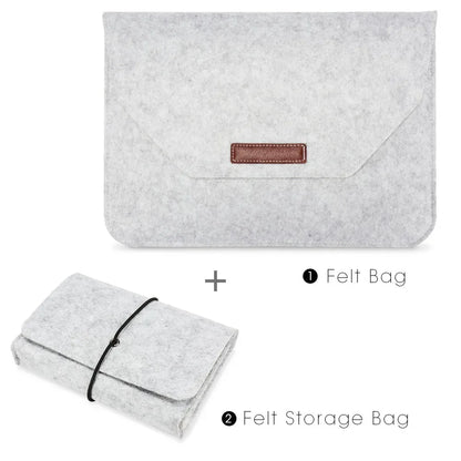 Premium Wool Felt Laptop Sleeve Bag with Mousepad