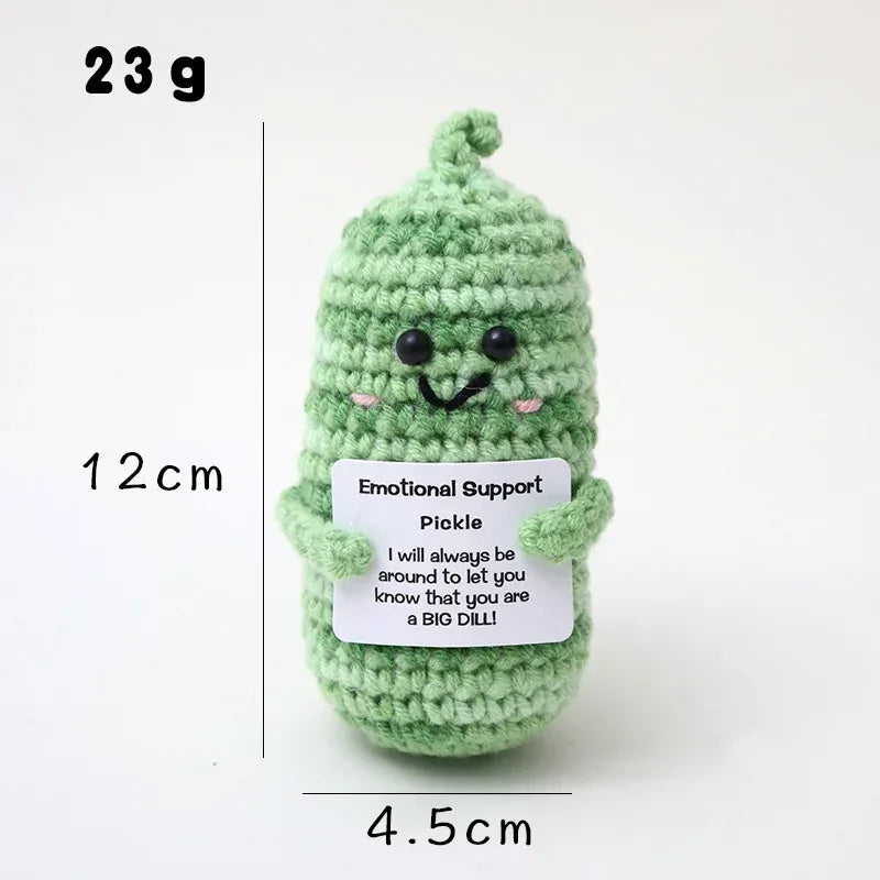 Positive Energy Crochet Doll Pocket Hug Handmade Knitted Plush Potato Plant Avocado Bee Turtle Duck Funny Emotional Support Gift - Urbizia