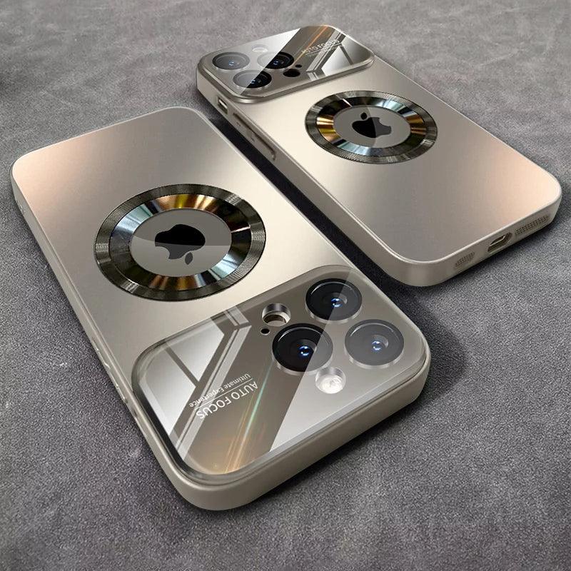 Luxury Glass Camera MagSafe Magnetic iPhone Shockproof Case