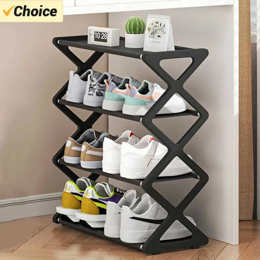 4-Tier Foldable X-Frame Shoe Storage Rack