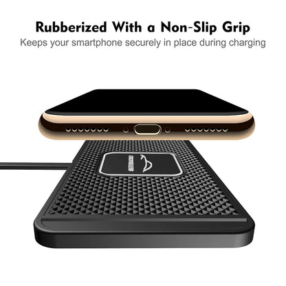 Car Wireless Charger Mat Silicone Non-Slip Pad for iPhone 17 16 15 14 Pro Max Samsung Car Wireless Phone Charger Fast Charging