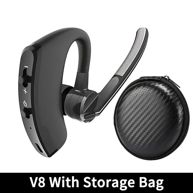 New V8 Wireless Bluetooth Single Earphone With HD Mic Stereo Headset Handsfree Call Business Headphone For Sports Driving Travel - Urbizia