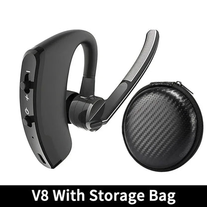 New V8 Wireless Bluetooth Single Earphone With HD Mic Stereo Headset Handsfree Call Business Headphone For Sports Driving Travel - Urbizia