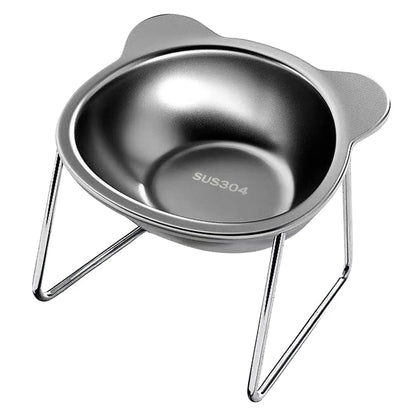 Stainless Steel Cat Bowl with Stand Anti Cervical Spondylosis Pet Raised Food and Water Dish for Cats and Dogs Dual Use Feeder
