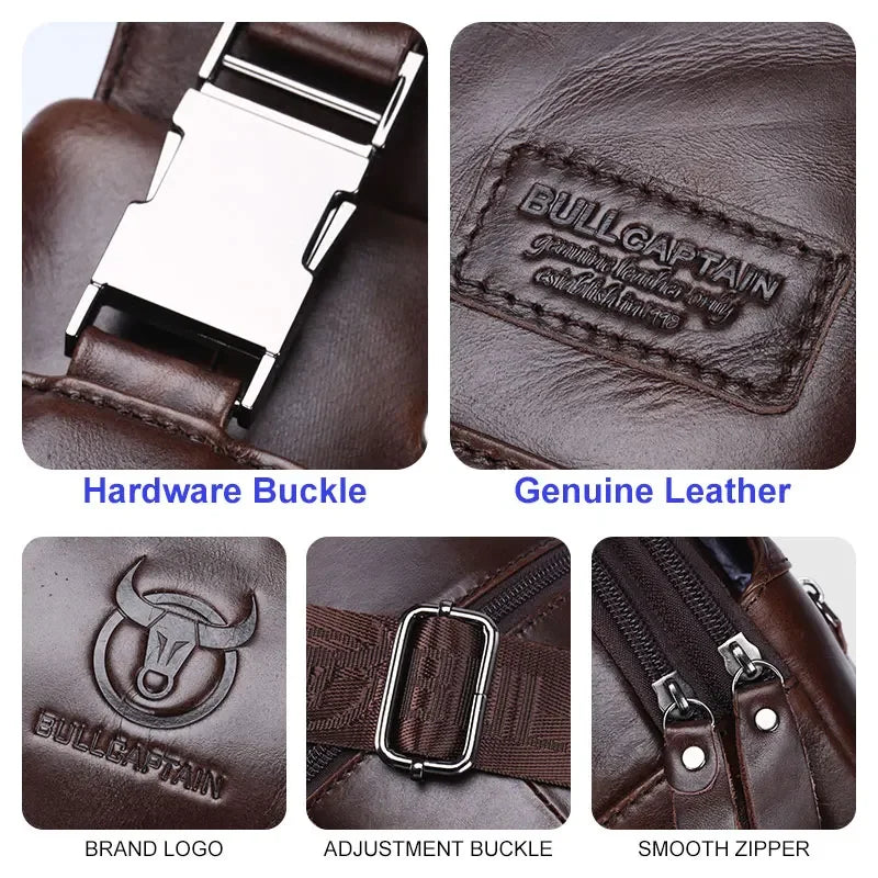 BULLCAPTAIN Genuine Leather Crossbody Chest Bag