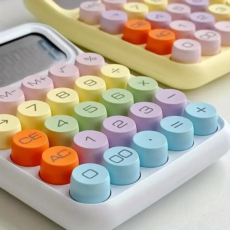 1pc Keyboard Calculator Office 12-digit Mechanical Calculator Cute Candy Color Calculator  Battery not included