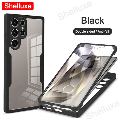 360 Full Body Front+Back Case Shelluxe For Samsung Galaxy S26 S25 Edge S24 S23 Ultra S22 Plus S21 FE Silicone Double Sided Cover